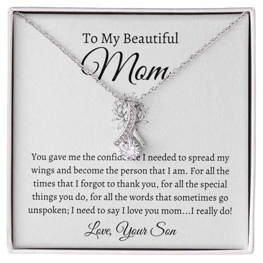 To My Beautiful Mom, Love Your Son | Alluring Beauty Necklace