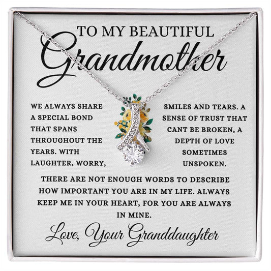 To My Beautiful Grandmother Love, Your Granddaughter | Alluring Beauty Necklace