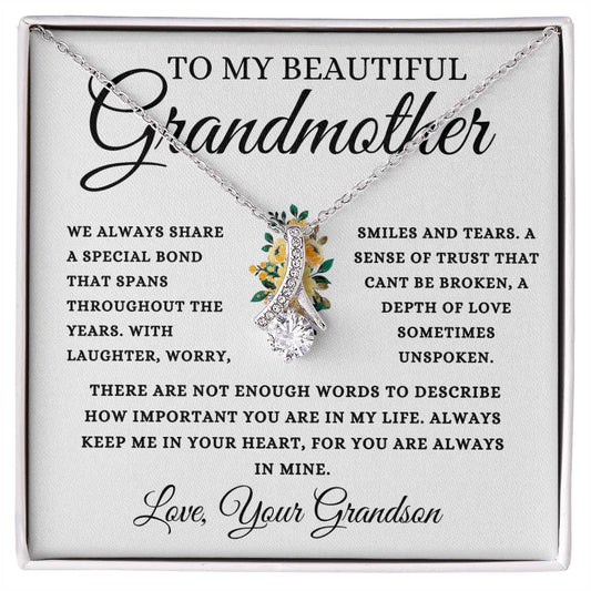 To My Beautiful Grandmother Love, Your Grandson | Alluring Beauty Necklace