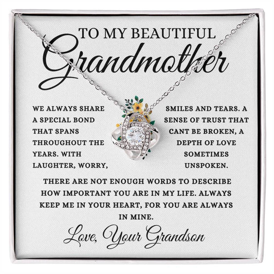 To My Beautiful Grandmother Love, Your Grandson | Love Knot Necklace
