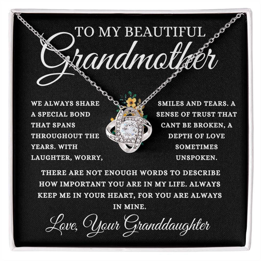 To My Beautiful Grandmother Love, Your Granddaughter | Love Knot Necklace