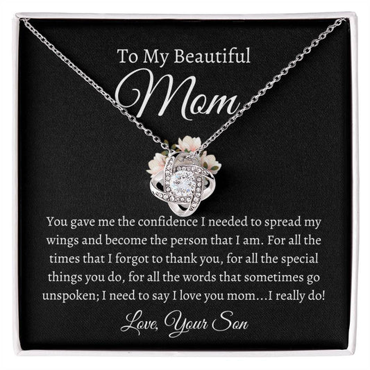 To My Beautiful Mom, Love Your Son | Love Knot Necklace