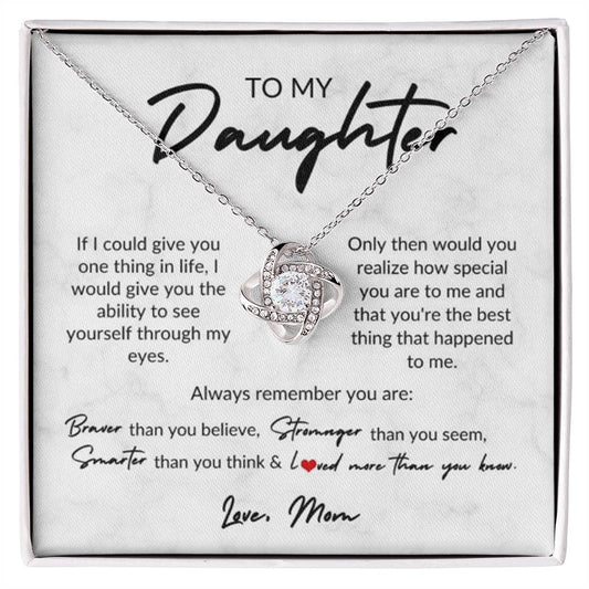 To My Daughter, Love Mom | Love Knot Necklace