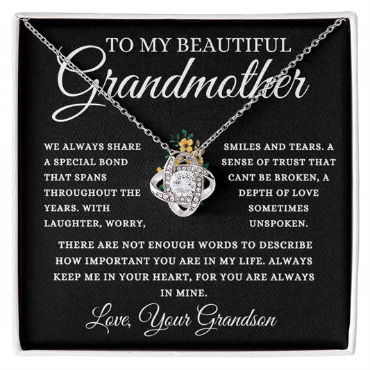 To My Beautiful Grandmother Love, Your Grandson | Love Knot Necklace