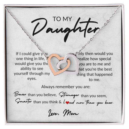 To My Daughter, Love Mom | Interlocking Hearts Necklace