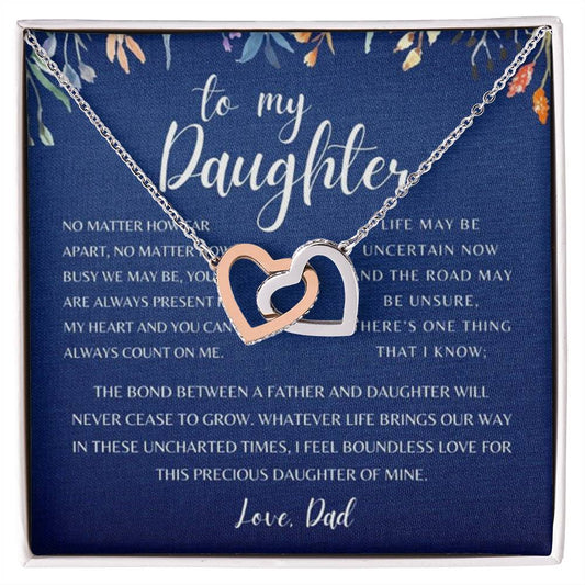 To My Daughter, Love Dad | Interlocking Hearts Necklace
