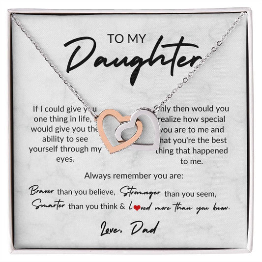 To My Daughter, Love Dad | Interlocking Hearts Necklace