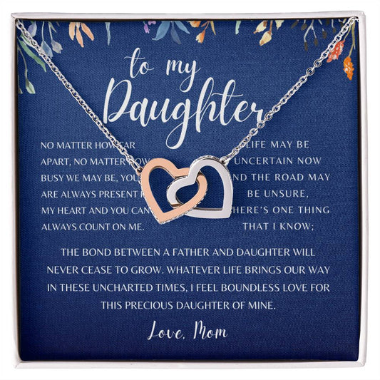 To My Daughter, Love Mom | Interlocking Hearts Necklace