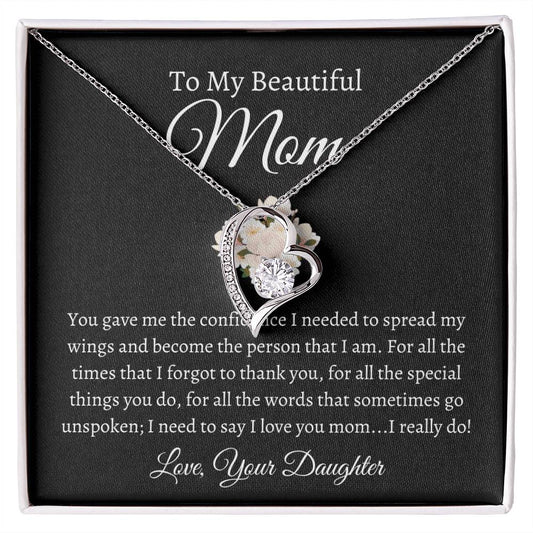 To My Beautiful Mom, Love Your Daughter | Forever Love Necklace
