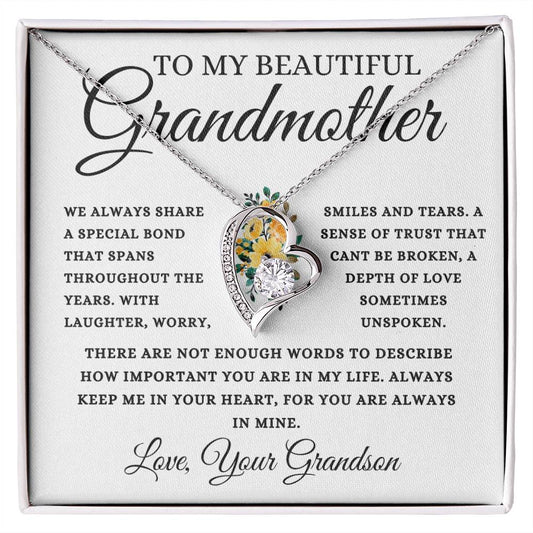 To My Beautiful Grandmother Love, Your Grandson | Forever Love Necklace