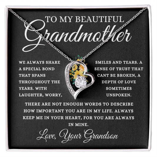 To My Beautiful Grandmother Love, Your Grandson | Forever Love Necklace