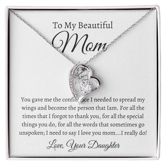 To My Beautiful Mom, Love Your Daughter | Forever Love Necklace